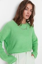 Trendyol Green Crop Sweter z dzianiny