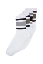 Trendyol 4-Pack White Cotton Striped Socket Socks