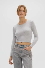 Blúzka Saint Body CROP TOP GREY dámska, šedá farba, melanžová, SB.531