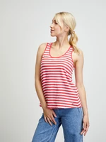 White-red women's striped basic tank top ZOOT Baseline Josefina