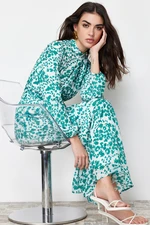 Trendyol Green Lined Floral Woven Dress