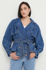 Rifľová bunda Pepe Jeans DUNE dámska, tmavomodrá farba, prechodná, PL402380