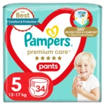 Pampers Premium Care Pants Plenkové kalhotky vel. 5, 12-17 kg, 34 ks