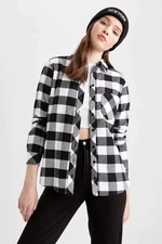 DEFACTO Regular Fit Shirt Collar Gingham Flannel Long Sleeve Shirt