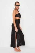 Trendyol Black Fitted Maxi Knitted Beach Dress with Accessories