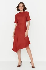 Trendyol Red Belted Asymmetric Woven Dress