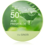 The Saem Jeju Fresh Aloe Cooling Cushion dlouhotrvající make-up v houbičce SPF 50+ se zklidňujícím účinkem odstín Natural Beige 12 g