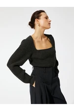 Koton Square Neck Balloon Sleeve Sweter z dzianiny