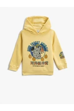 Koton Wolf Printed Hooded Sweatshirt Long Sleeve