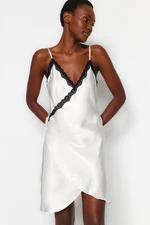 Trendyol Ecru Laced Tie Detailed Rope Strap Satin Woven Nightgown