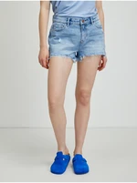 Light Blue Denim Shorts with Tattered Effect ONLY Pacy - Ladies