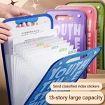 Waterproof A4 File Folder Creative With English Letter Pattern PP Document Bag Transparent 13 Pockets Envelope Folder