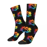 Dog Paw Pride Dark Rainbow Kawaii Socks Shopping Cartoon Pattern Socks