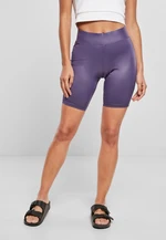 Women's synthetic leather cycling shorts - dark purple