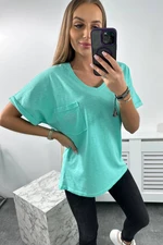 Cotton blouse with mint pocket