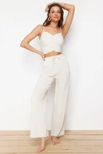 Trendyol Ecru Woven Blouse Trousers Set