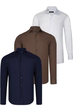 TRIPLE SET G726 DEWBERRY SHIRT-NAVY BLUE-WHITE-COFFEE