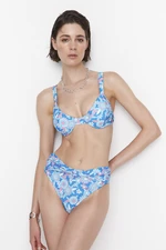 Trendyol Blue Floral Print Bikini Top