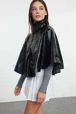 Trendyol Black Oversize Shiny Cape Coat