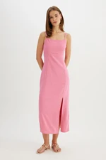 DEFACTO Linen Blend Strappy Maxi Dress