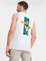 Ombre Summer Vibe printed men&#039;s cotton tank top - white