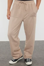 Trendyol Mink Oversize/Wide Cut Pocket Textured Fabric Detail Open Leg Sweatpants