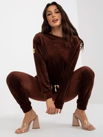 Dark brown velour set with trousers RUE PARIS