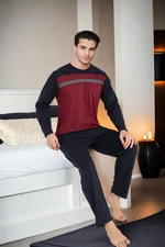 J2452 Dewberry Mens Long Sleeve Pjyama Set-BORDEAUX