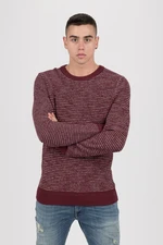 Tommy Hilfiger Sveter - HONEYCOMB SLUB SWEATER bordový