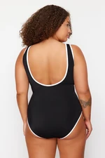 Trendyol Curve Black-White Bias Crew Neck Recovery Effect Swimsuit