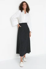 Trendyol Black Polka Dot Patterned Knit Skirt