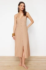 Trendyol Beige Midi Woven Beach Dress