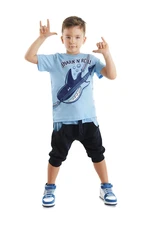 Denokids Shark'n Roll Boy's Summer T-shirt Capri Shorts Set