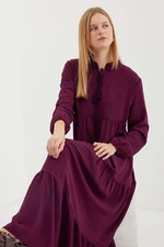 Bigdart 1627 Collar Lace-Up Hijab Dress - Plum