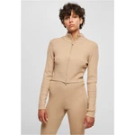 Women's sweater with zipper in beige color