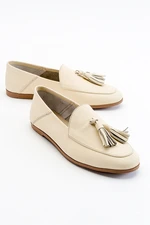 LuviShoes F04 Ecru Beige Skin Genuine Leather Shoes