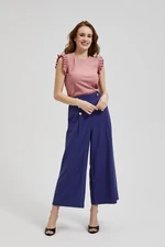 Women's trousers MOODO with decorative buttons - dark blue