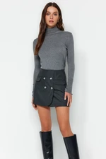 Trendyol Black Button Detailed Woven Shorts Skirt