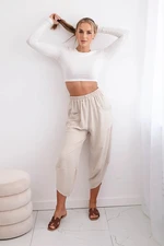 Wide-leg trousers with pockets beige