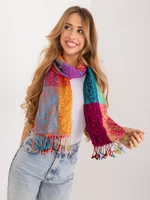 Women's long scarf with colorful fringes