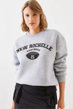 Bianco Lucci Women's Triple Thread Raised Rochelle Text Printed Sweatshirt MBHS001