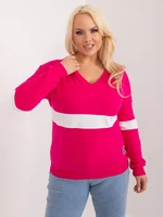 Plus-size fuchsia blouse with long sleeves