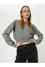 Koton Wrapped Knitwear Sweater Ripped Detail Long Sleeve Crew Neck