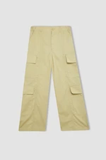 DEFACTO Girls' Wide Leg Cargo Wide Leg Cotton Trousers