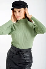 Bigdart 10311 Women's Green Turtleneck Knitwear Sweater