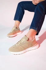 LuviShoes RAFAEL Beige Denim Women's Sports Sneaker