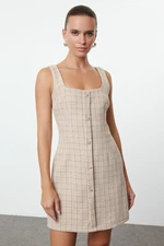 Trendyol Beige Tweed Woven Short Dress