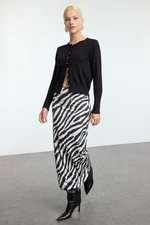 Trendyol Black Zebra Animal Printed Elastic Waist Maxi Pencil Skirt