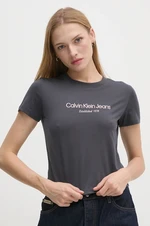 Bavlnené tričko Calvin Klein Jeans dámske, šedá farba, J20J224914