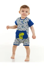 Denokids Super Dino Baby Boy Gray Summer Jumpsuit